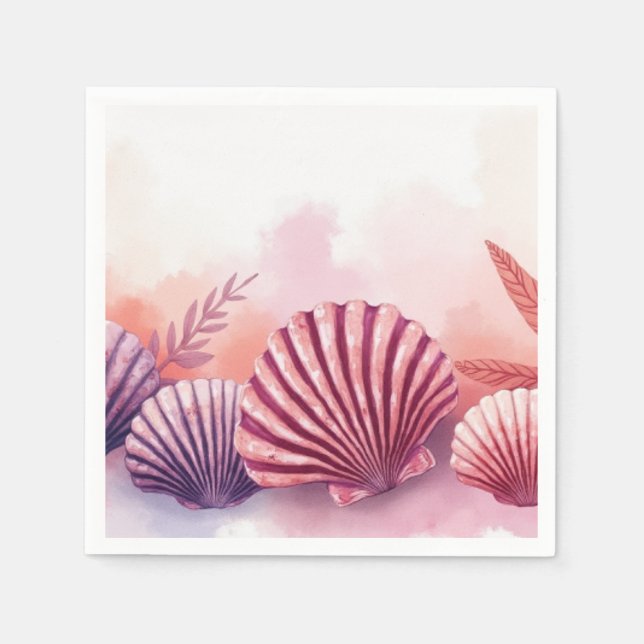 Pink And Purple Seashells  Serviette (Vorderseite)