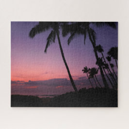Pink and purple tropical palm sunset