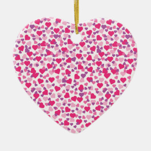 Pink and Purple Valentine Hearts Keramikornament