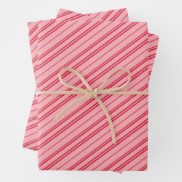Pink and Red Christmas Candy Cane Stripes Geschenkpapier Set