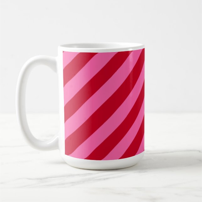 Pink and Red Christmas Peppermint Stripes  Kaffeetasse (Links)