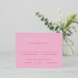 Pink and Red Classic Wedding Foil RSVP Card Folie Einladungspostkarte