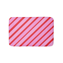 Pink and Red Diagonal Stripes  Badematte