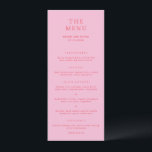 Pink and Red Elegant Classic Wedding Menükarte<br><div class="desc">Elegant and classic wedding design.</div>