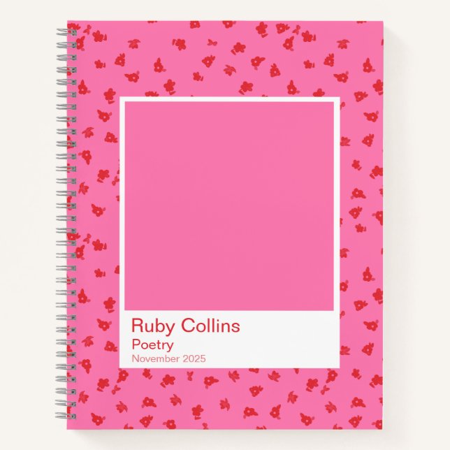 Pink and Red Floral Aesthetic Notebook Notizbuch (Vorderseite)