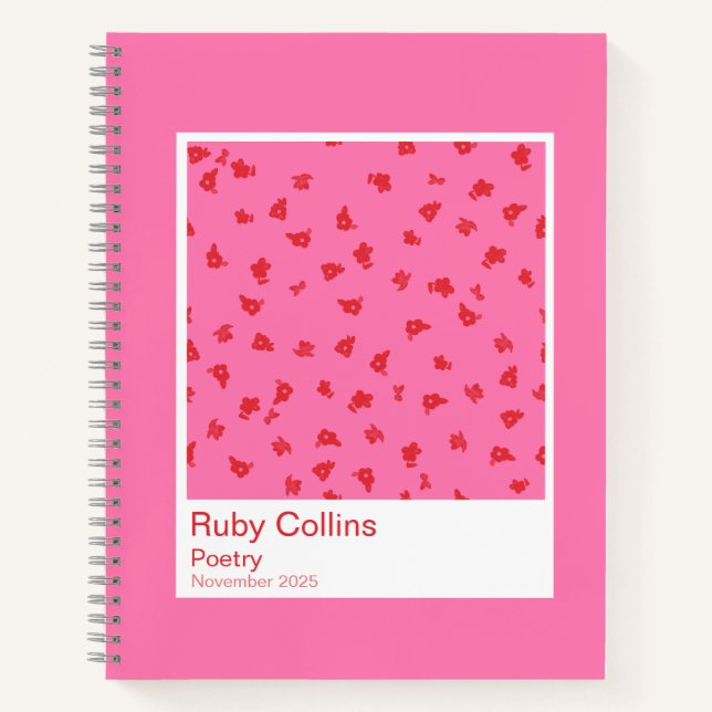 Pink and Red Floral Aesthetic Notebook Notizbuch (Vorderseite)
