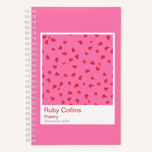 Pink and Red Floral Aesthetic Notebook Notizbuch (Vorderseite)
