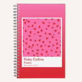 Pink and Red Gradient Floral Aesthetic Notebook Notizbuch