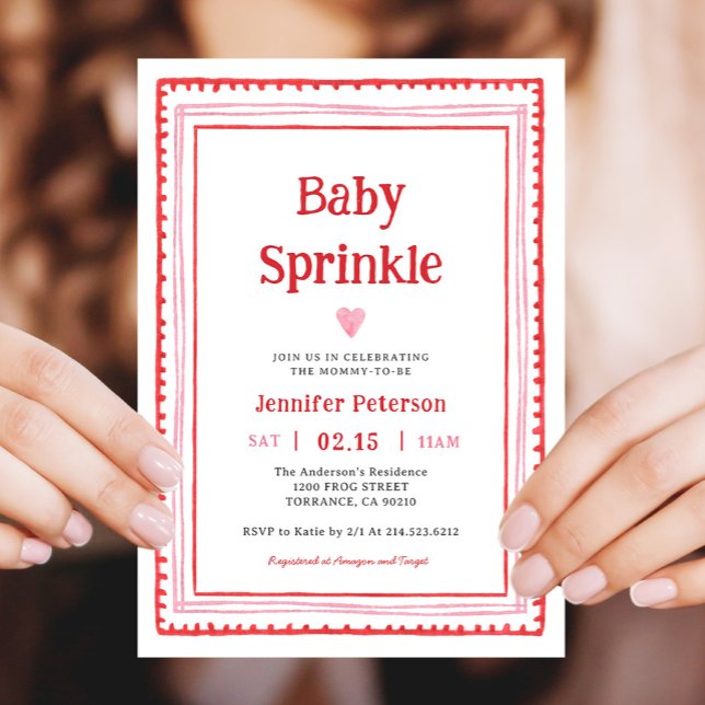 Pink and Red Hearts Girl Baby Sprinkle Einladung (Von Creator hochgeladen)