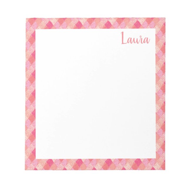 Pink and Red Patchwork Pattern Name Notizblock (Vorderseite)