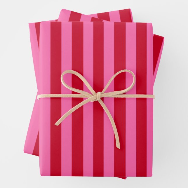 Pink and Red Peppermint Stripes Geschenkpapier Set (Beispiel)