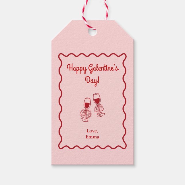 Pink and Red Retro Galentines Day Geschenkanhänger (Vorderseite)