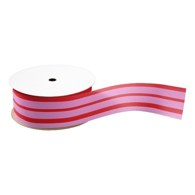 Pink and Red Stripes  Ripsband (Spule)