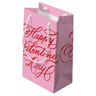 Pink and Red Valentine Calligraphy Kleine Geschenktüte
