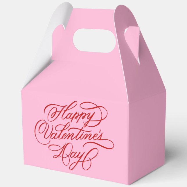 Pink and Red Valentines Day Calligraphy Geschenkschachtel (Vorderseite)