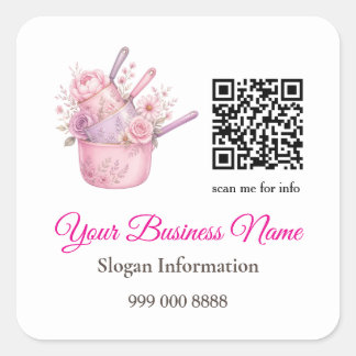 Pink and Roses Catering Geschäft QR-Code Aufkleber