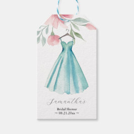 Pink and Sage Blue Floral Bridal Shower Themes Geschenkanhänger