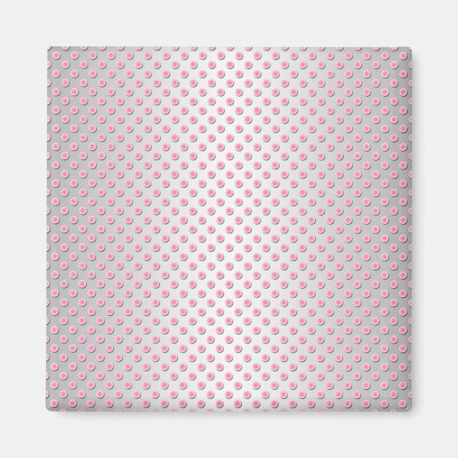 Pink and Silvery White Polka Dots Pattern Magnet (Vorne)