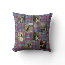 Pink and Teal Plaid 8 Photo Collage