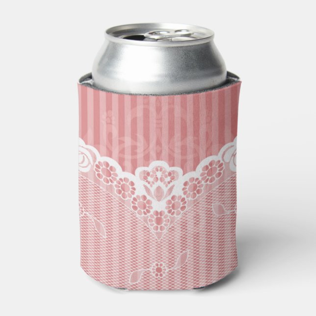 Pink and white background with black lace dosenkühler (Kanne Vorderseite)