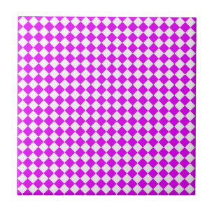 Pink and White Checker Pattern Fliese