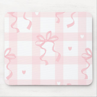 Pink and White Coquette Themed Mouse Pad Mousepad
