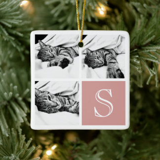 Pink and White Instagram Photo Collage Monogram Keramikornament