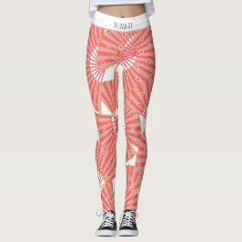 Pink and White Japanese Pattern Leggings