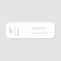 Pink and white Makeup Artist Employee Name Badge