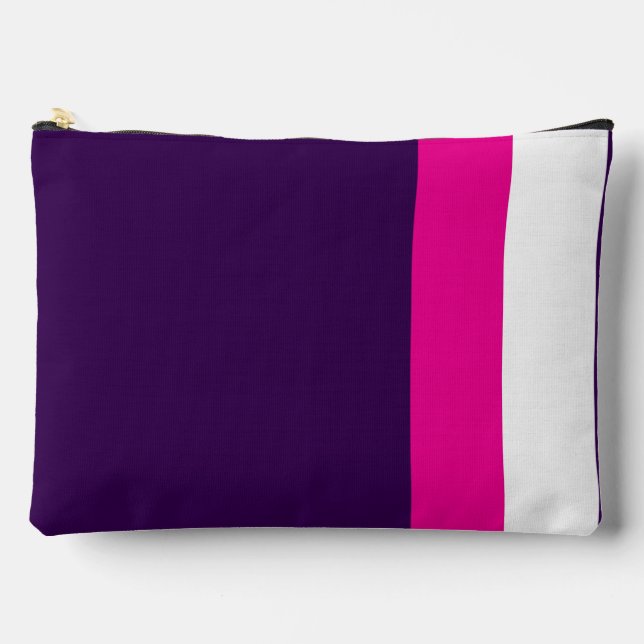 Pink and White on Navy Large Zubehörtasche (Vorderseite)
