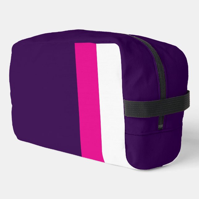 Pink and White on Navy Waschbeutel (Linke Seite)