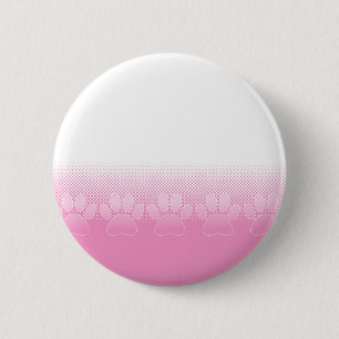 Pink And White Paws With Newsprint Background Button