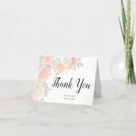 Pink and White Rose Floral Rustic Thank you card Dankeskarte