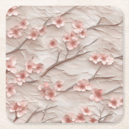Pink and White Sakura Branches Custom Square Coast Rechteckiger Pappuntersetzer