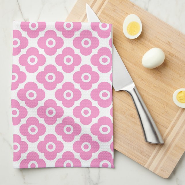 Pink and white simple floral pattern geschirrtuch (Viertel Falte)