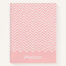 Pink And White Squiggly Chevron Zigzag With Name Notizbuch