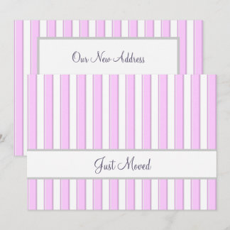 Pink and White Stripes Editable Script New Address Ankündigung
