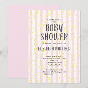 Pink and White Stripes Girl Baby shower Invitation