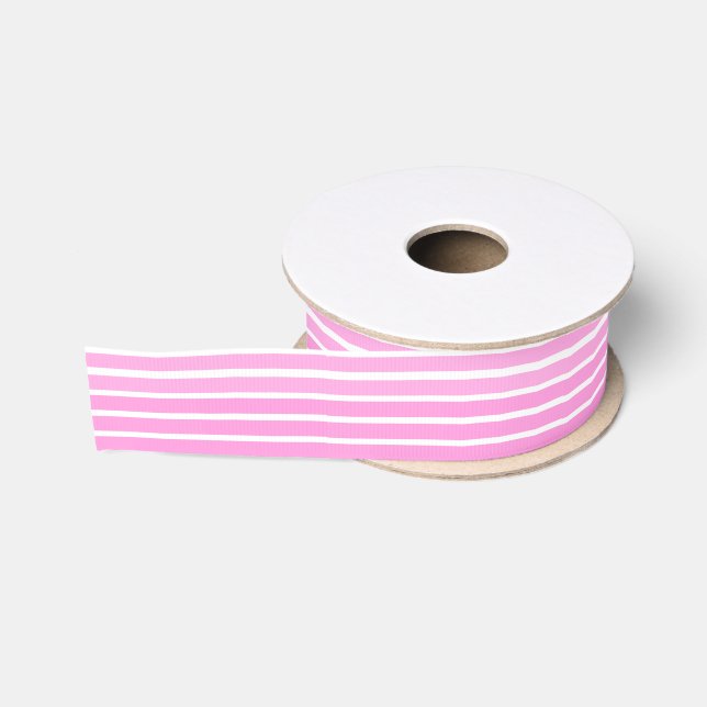 Pink and White Stripes  Ripsband (Spule)