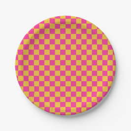 Pink and Yellow Checkerboard Pappteller