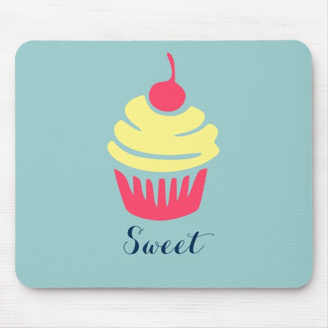 Pink and Yellow Cupcake with Cherry On Top Mousepad (Vorne)