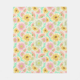 Pink and Yellow Floral Pattern Fleecedecke
