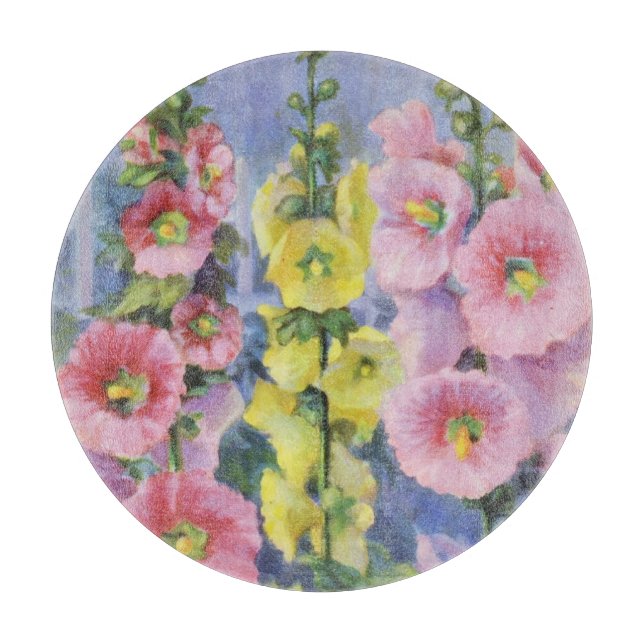 Pink and Yellow Hollyhock von Cargill, 1937 Schneidebrett (Vorderseite)