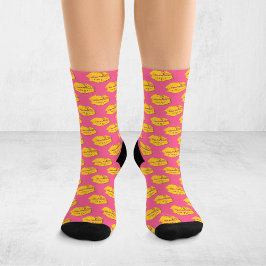 Pink and Yellow Pop Art Kissing Lips XOXO Socken