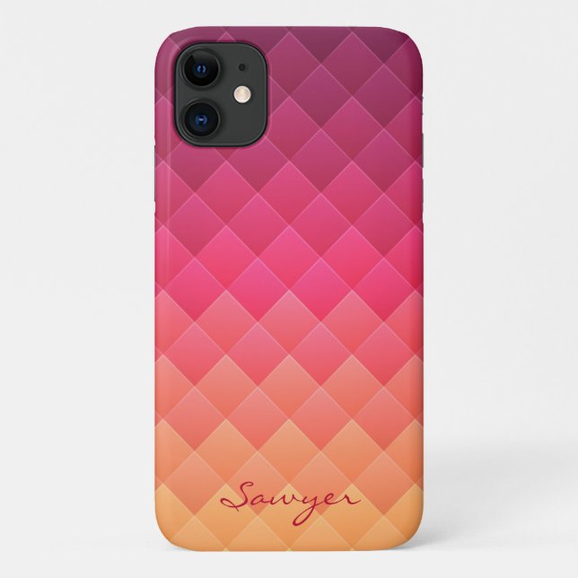 Pink and Yellow Striped Case-Mate iPhone Hülle (Rückseite)