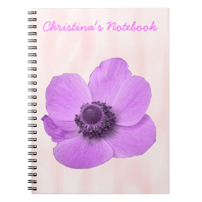 Pink Anemone Anpassbare Notebooks Notizblock (Vorderseite)