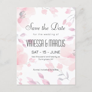 Pink Anemone Bloral Wedding Save the Date Einladungspostkarte