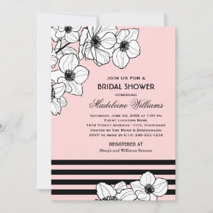 Pink Anemone Floral Wedding Brautparty Einladung