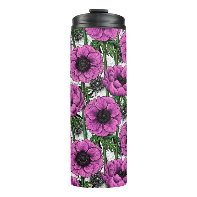 Pink Anemone Garden Thermal Tumbler Thermosbecher (Vorderseite)