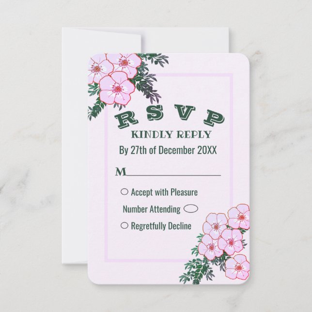 Pink Anemone Greenerity Blumenzwiebelkarte RSVP Ca Einladung (Vorderseite)